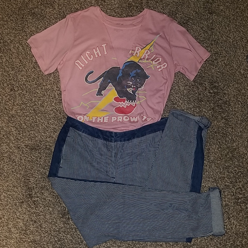High wasited striped blue jeans